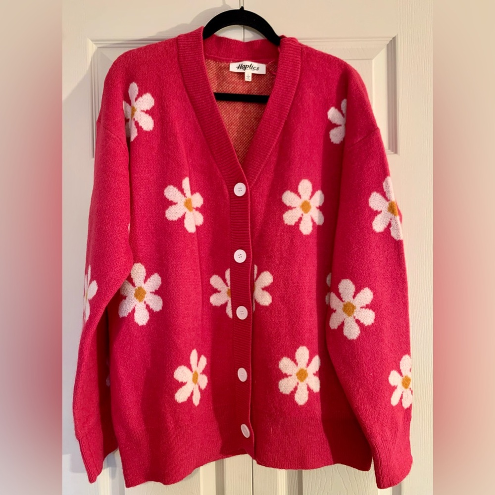 Haptics Over Size Daisy Floral Button Down Long Sleeve Cardigan Size Large